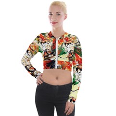 Lilies In A Vase 1 4 Long Sleeve Cropped Velvet Jacket