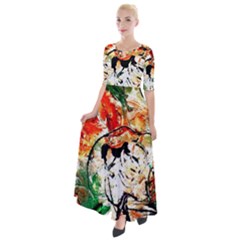 Lilies In A Vase 1 4 Half Sleeves Maxi Dress