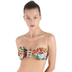 Lilies In A Vase 1 4 Twist Bandeau Bikini Top