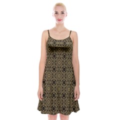 Df Tobacco Field Spaghetti Strap Velvet Dress by deformigo