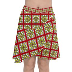 Df Hackberry Grid Chiffon Wrap Front Skirt by deformigo