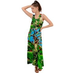 Coral Tree 2 V-neck Chiffon Maxi Dress by bestdesignintheworld
