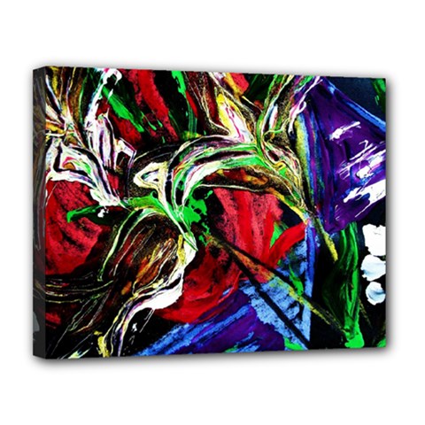 Lillies In The Terracotta Vase 3 Canvas 14  X 11  (stretched) by bestdesignintheworld