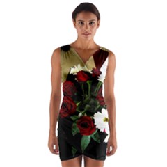 Roses 1 2 Wrap Front Bodycon Dress by bestdesignintheworld