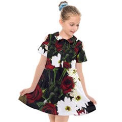 Roses 1 2 Kids  Short Sleeve Shirt Dress by bestdesignintheworld