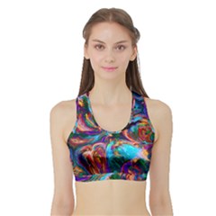 Seamless Abstract Colorful Tile Sports Bra With Border