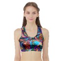 Seamless Abstract Colorful Tile Sports Bra with Border View1