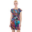 Seamless Abstract Colorful Tile Cap Sleeve Bodycon Dress View1