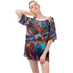 Seamless Abstract Colorful Tile Oversized Chiffon Top