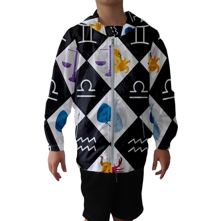 Zodiac Astrology Horoscope Kids  Hooded Windbreaker