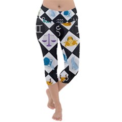 Zodiac Astrology Horoscope Lightweight Velour Capri Yoga Leggings by HermanTelo