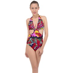 Faberge Chicken 1 1 Halter Front Plunge Swimsuit