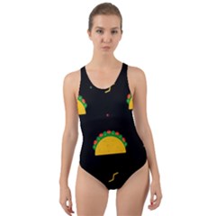 Festive Seamless Pattern With National Taco Food Cut-out Back One Piece Swimsuit