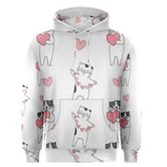 Seamless Pattern Cute Cat With Little Heart Hearts Men s Core Hoodie by Wegoenart