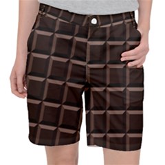 Dark Chocolate Seamless Pattern Sweet Texture Pocket Shorts by Wegoenart
