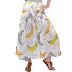 Seamless Stylish Pattern With Fresh Yellow Bananas Background Satin Palazzo Pants by Wegoenart