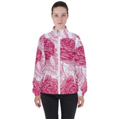 Flower Seamless Pattern With Roses Women s High Neck Windbreaker