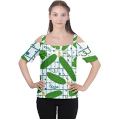Seamless Pattern With Cucumber Cutout Shoulder Tee