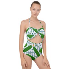 Seamless Pattern With Cucumber Scallop Top Cut Out Swimsuit by Wegoenart