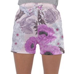 Seamless Pattern With Flowers Roses Peonies Hydrangeas Carnations Sleepwear Shorts by Wegoenart