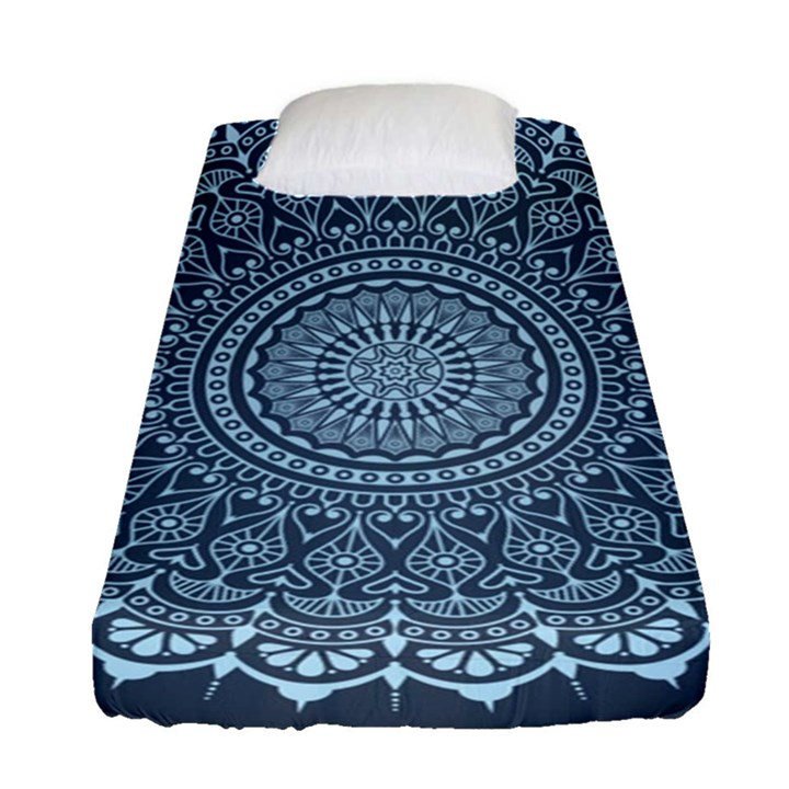 Luxury Mandala With Golden Arabesque Pattern Arabic Islamic East Style Fitted Sheet (Single Size)