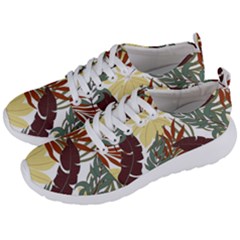 Botanical Seamless Tropical Pattern With Bright Red Green Plants Leaves Men s Lightweight Sports Shoes