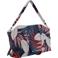 Fashionable Seamless Tropical Pattern With Bright Red Blue Flowers Canvas Crossbody Bag by Wegoenart
