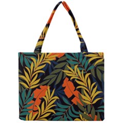 Fashionable Seamless Tropical Pattern With Bright Green Blue Plants Leaves Mini Tote Bag by Wegoenart