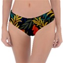 Fashionable Seamless Tropical Pattern With Bright Green Blue Plants Leaves Reversible Classic Bikini Bottoms View3