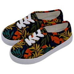 Fashionable Seamless Tropical Pattern With Bright Green Blue Plants Leaves Kids  Classic Low Top Sneakers by Wegoenart