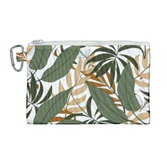 Botanical Seamless Tropical Pattern With Bright Green Yellow Plants Leaves Canvas Cosmetic Bag (large) by Wegoenart