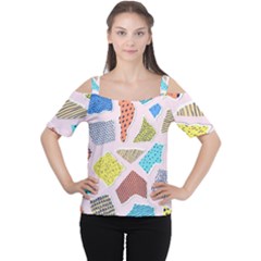 Pattern With Pieces Paper Cutout Shoulder Tee