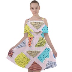 Pattern With Pieces Paper Cut Out Shoulders Chiffon Dress by Wegoenart