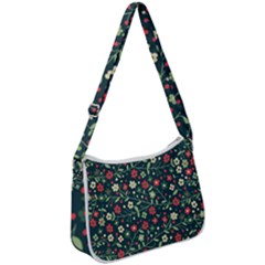 Flowering Branches Seamless Pattern Zip Up Shoulder Bag by Wegoenart