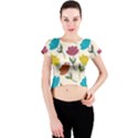 Pattern With Paper Tulips Crew Neck Crop Top View1