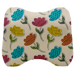 Pattern With Paper Tulips Velour Head Support Cushion by Wegoenart