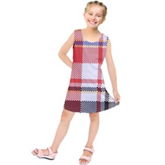 Plaid Mosaic Pixel Seamless Pattern Kids  Tunic Dress by Wegoenart