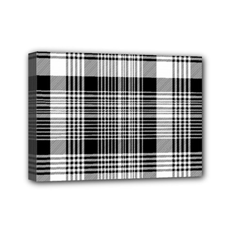 Black White Plaid Checked Seamless Pattern Mini Canvas 7  X 5  (stretched) by Wegoenart