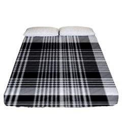 Black White Plaid Checked Seamless Pattern Fitted Sheet (king Size) by Wegoenart