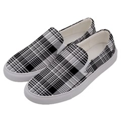 Black White Plaid Checked Seamless Pattern Men s Canvas Slip Ons