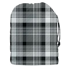 Black White Plaid Checked Seamless Pattern Drawstring Pouch (3xl) by Wegoenart