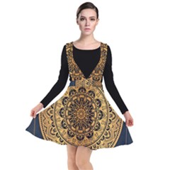 Luxury Mandala Background With Golden Arabesque Pattern Arabic Islamic East Style Premium Vector Plunge Pinafore Dress by Wegoenart