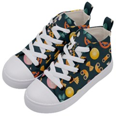 Italian Food Seamless Pattern Kids  Mid-top Canvas Sneakers by Wegoenart