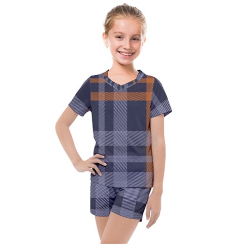 Seamless Pattern Check Fabric Texture Kids  Mesh Tee And Shorts Set by Wegoenart