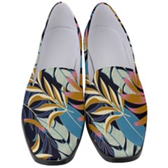 Original Seamless Tropical Pattern With Bright Blue Pink Flowers Women s Classic Loafer Heels