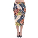 Original Seamless Tropical Pattern With Bright Orange Flowers Velvet Midi Pencil Skirt View1