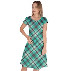 Tartan Scotland Seamless Plaid Pattern Vintage Check Color Square Geometric Texture Classic Short Sleeve Dress by Wegoenart