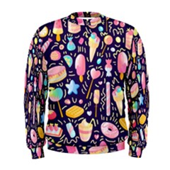 Cute Seamless Pattern With Colorful Sweets Cakes Lollipops Men s Sweatshirt