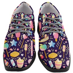 Cute Seamless Pattern With Colorful Sweets Cakes Lollipops Women Heeled Oxford Shoes by Wegoenart