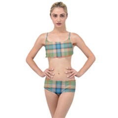 Tartan Scotland Seamless Plaid Pattern Vintage Check Color Square Geometric Texture Layered Top Bikini Set